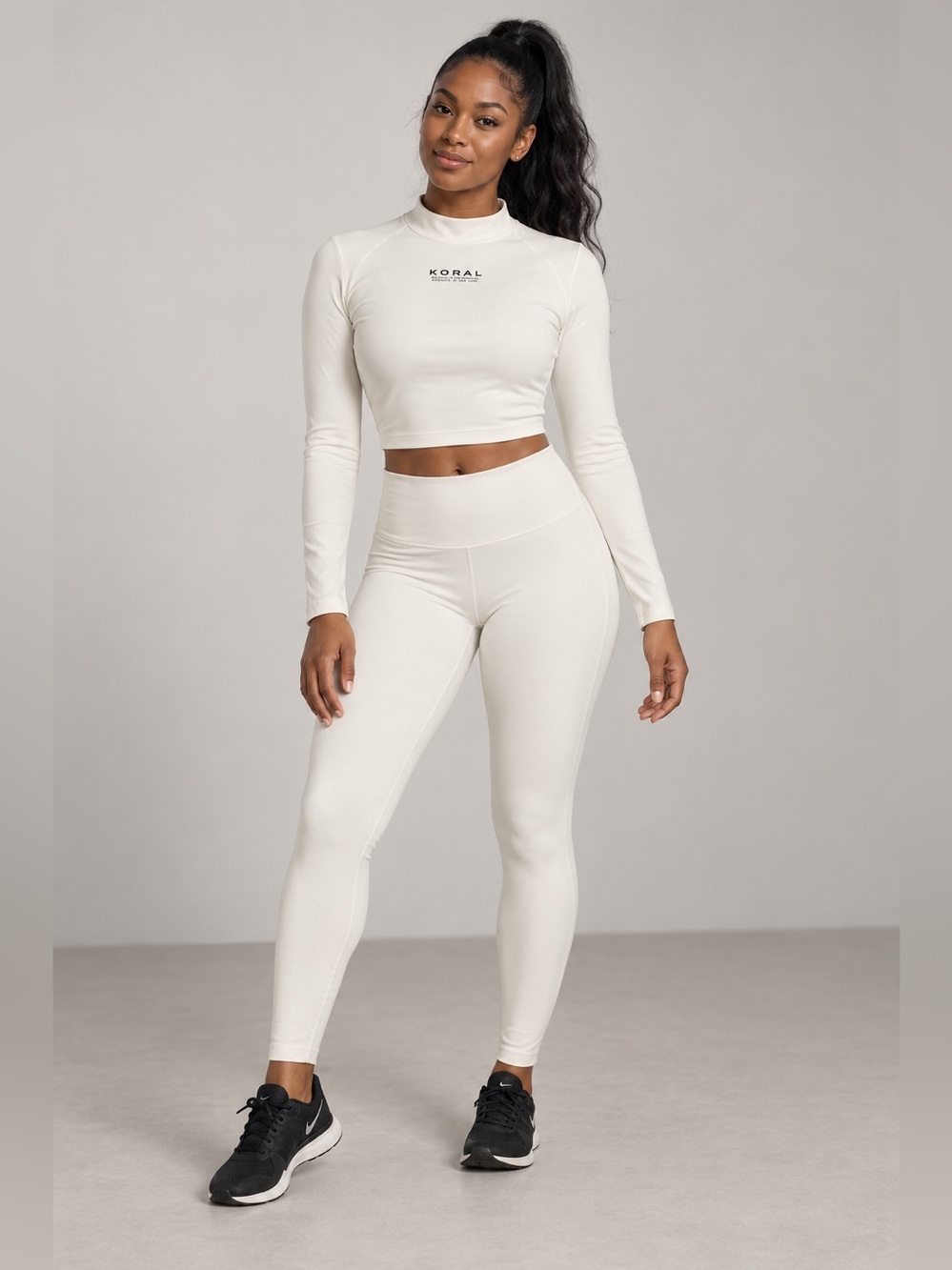 NWT Koral Activewear SET Leggings & Long Sleeve Top - White - Large